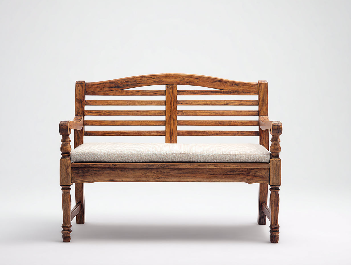 Panche da giardino-Legno-Tessuto-155x60x95 cm-legno naturale scuro-bianco-beige-Classico