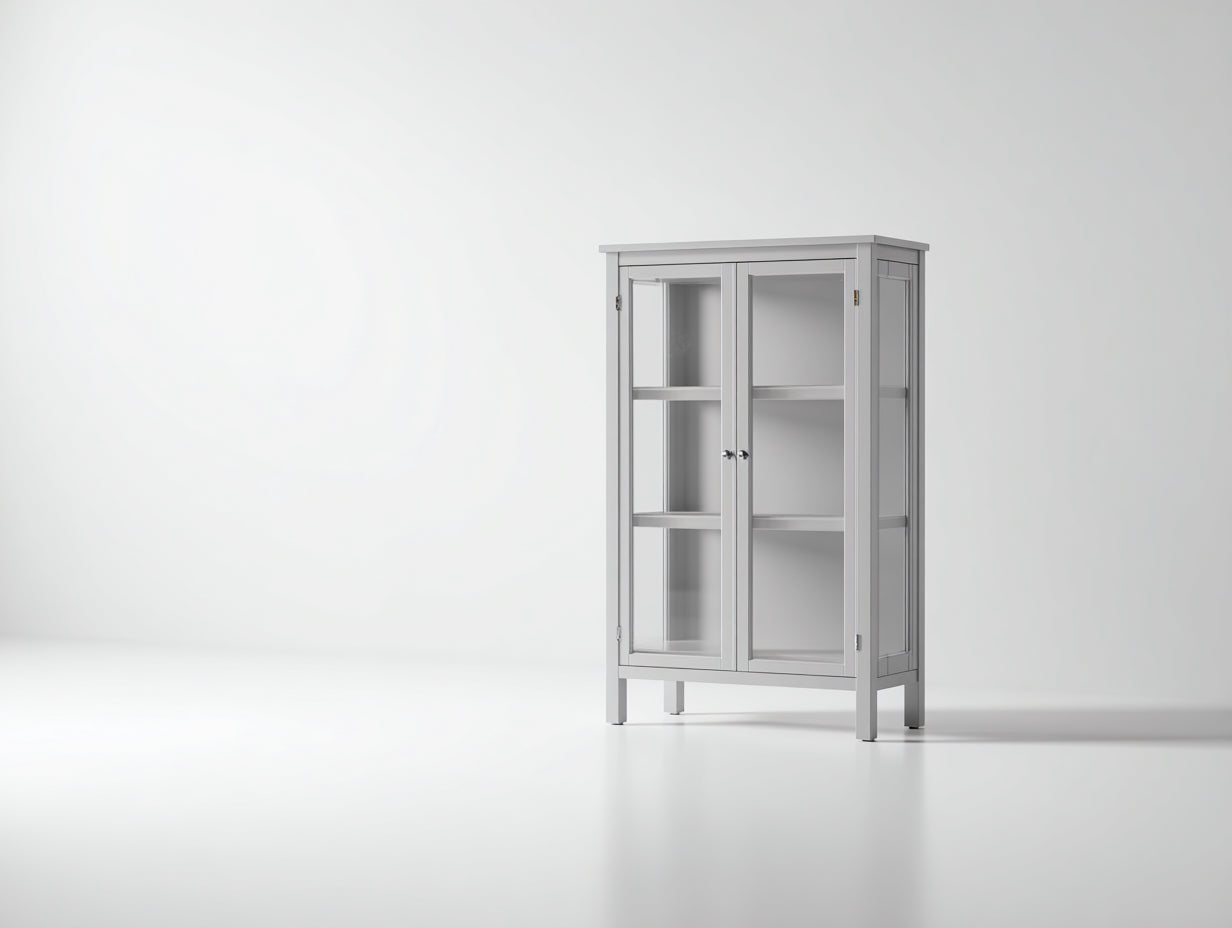 Vetrina-MDF-vetro-85x40x140 cm-Grigio chiaro-design moderno minimalista