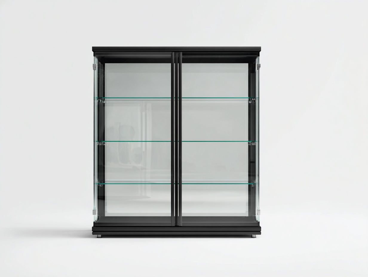 Vetrina-metallo-vetro-100x40x165 cm-Nero-design moderno minimalista
