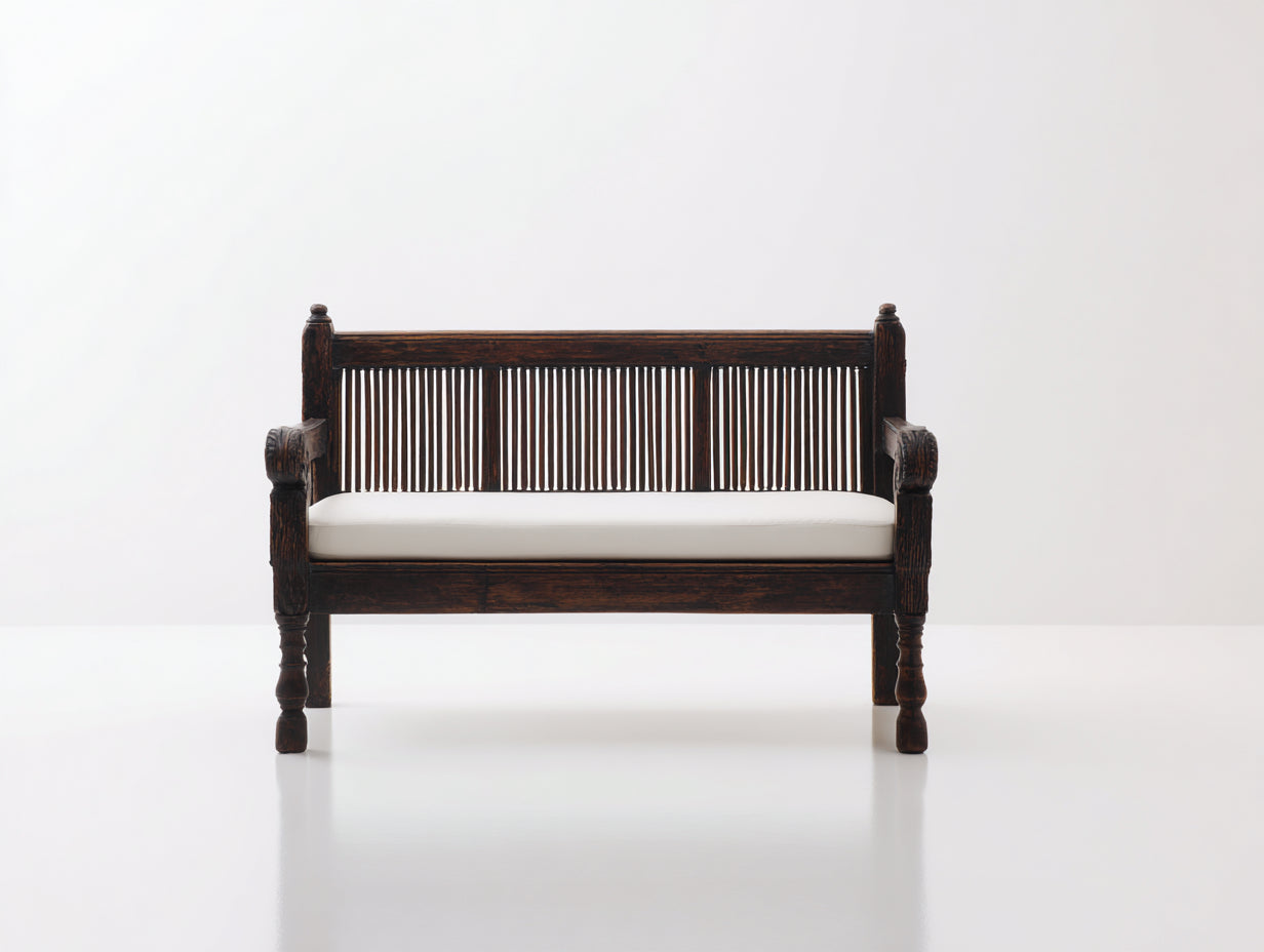 Panche da giardino-Legno-Tessuto-145x60x92 cm-marrone scuro-bianco-Classico antico