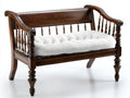 Panche da giardino-Legno-Tessuto-160x62x98 cm-marrone scuro-bianco-Classico vintage