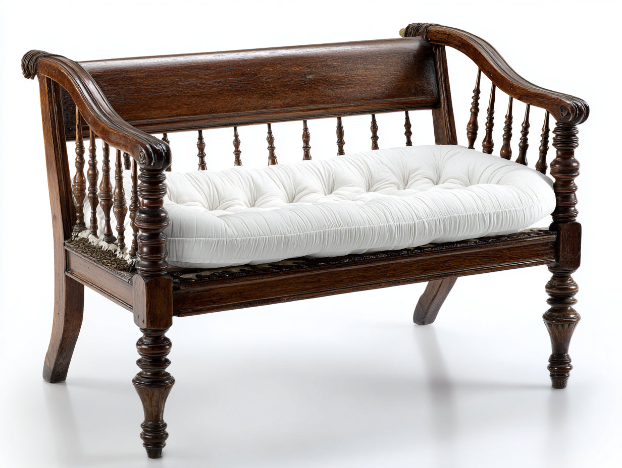 Panche da giardino-Legno-Tessuto-160x62x98 cm-marrone scuro-bianco-Classico vintage