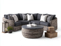 Divani da esterno - rattan PE-tessuto - 300x300x82 cm - grigio naturale-grigio scuro - stile lounge moderno