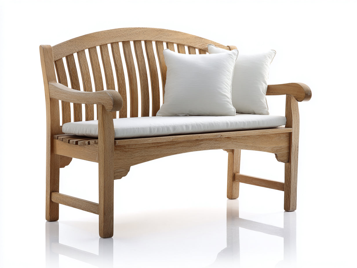 Panche da giardino-Legno-Tessuto-152x60x92 cm-legno naturale chiaro-bianco-Classico elegante