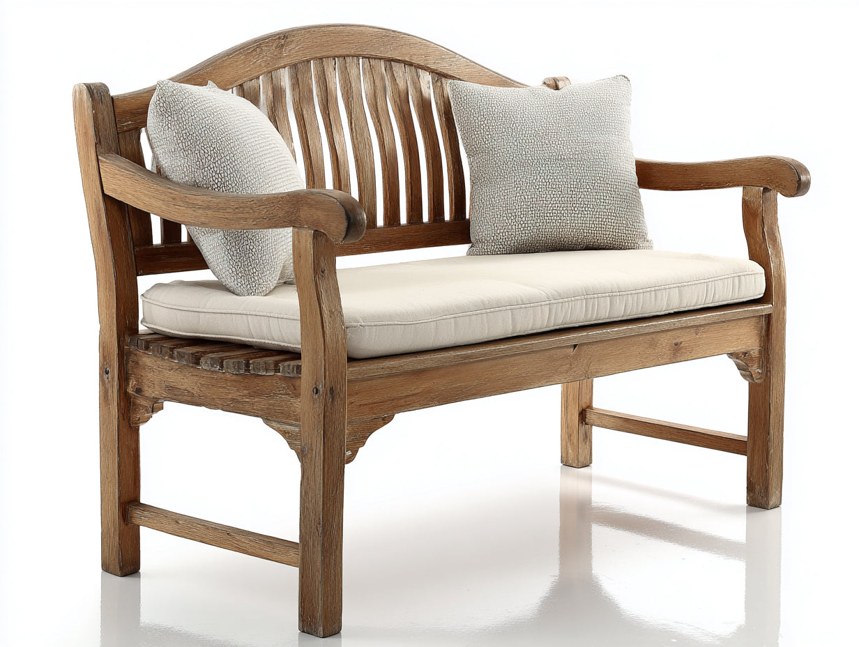 Panche da giardino-Legno-Tessuto-158x63x96 cm-legno naturale chiaro-beige-Classico