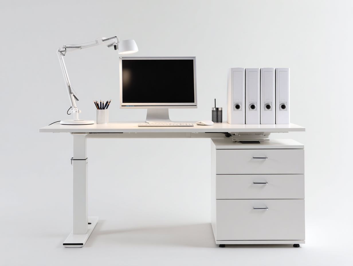 Scrivania-Legno ingegnerizzato-160x70x75 cm-Bianco-Stile moderno