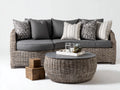 Divani da esterno - rattan PE-tessuto - 238x100x78 cm - grigio naturale-grigio scuro - stile lounge moderno