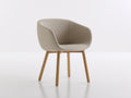 Sedia da pranzo-ecopelle-legno massello-60x57x79 cm-beige sabbia-legno naturale-stile moderno nordico