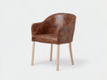 Sedia da pranzo-pelle-legno massello-61x59x80 cm-marrone-legno naturale-stile moderno
