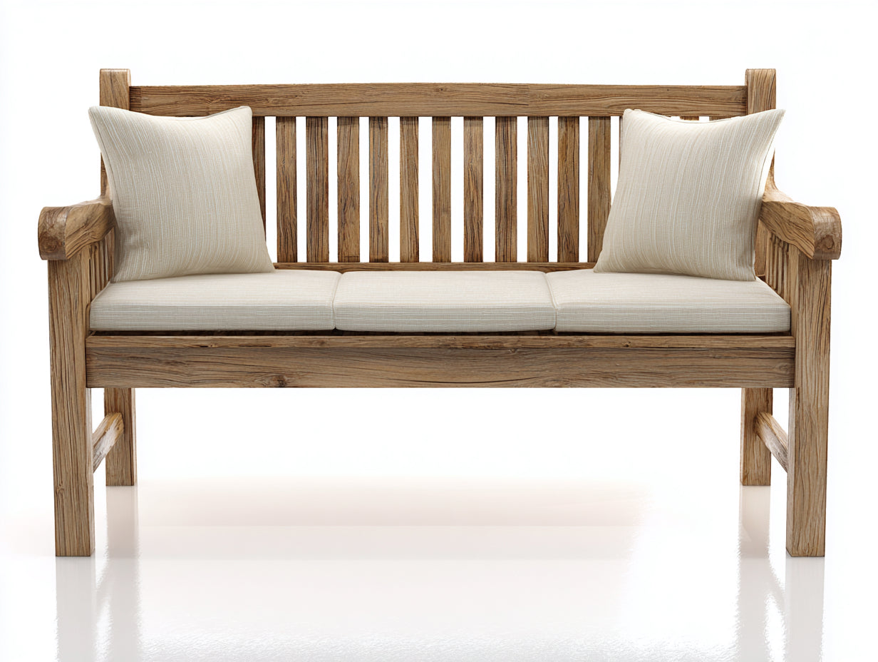 Panche da giardino-Legno-Tessuto-168x63x95 cm-legno naturale chiaro-beige-Classico