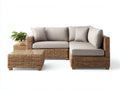 Divani da esterno - rattan PE-vetro-tessuto - 214x154x76 cm - marrone naturale-beige - stile lounge moderno