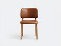 Sedia da pranzo-pelle-legno massello-55x52x78 cm-marrone-legno naturale-stile moderno