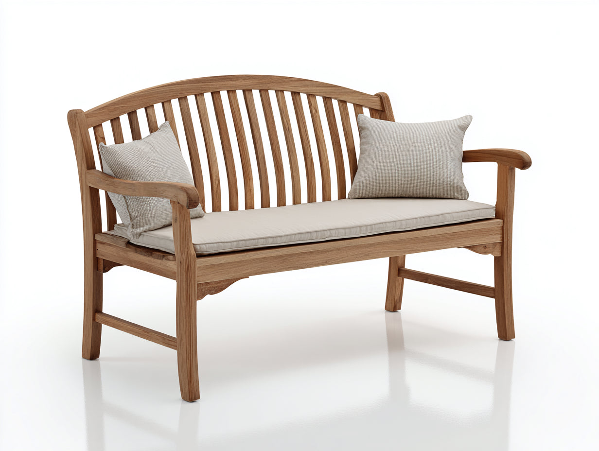 Panche da giardino-Legno-Tessuto-160x65x95 cm-Legno miele-Beige-Classico