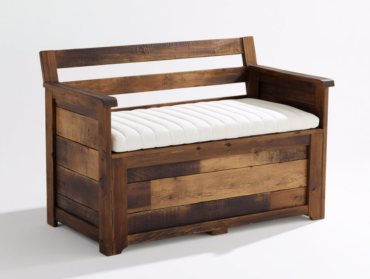 Panche da giardino-Legno-Tessuto-150x60x88 cm-legno scuro-bianco-Classico