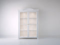 Vetrina-MDF-legno-vetro-150x50x215 cm-Bianco-design classico elegante