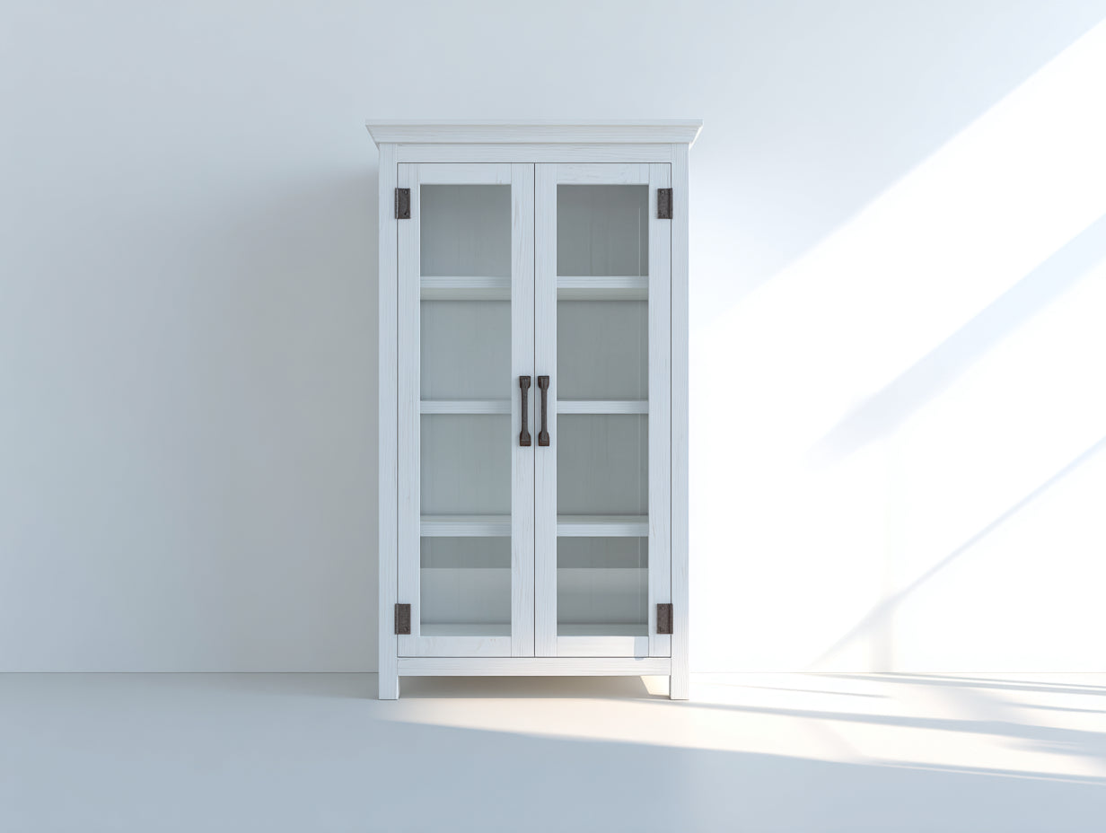 Vetrina-MDF-vetro-80x38x165 cm-Bianco-design moderno minimalista
