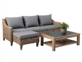 Divani da esterno - rattan PE-legno-tessuto - 240x170x78 cm - marrone naturale-grigio - stile lounge moderno