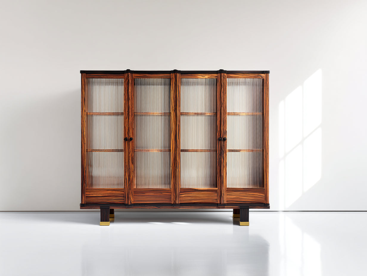 Vetrina-legno-vetro-150x45x160 cm-Marrone scuro-design classico elegante