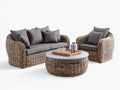 Divani da esterno - rattan PE-tessuto - 218x96x82 cm - marrone naturale-grigio scuro - stile lounge moderno