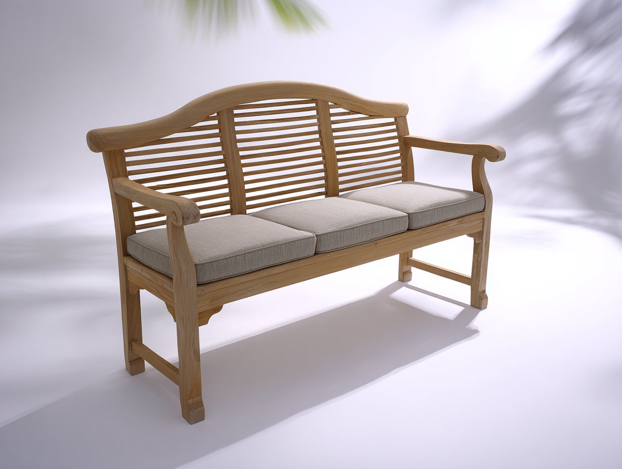 Panche da giardino-Legno-Tessuto-170x63x96 cm-legno naturale chiaro-beige-Classico