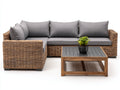 Divani da esterno - rattan PE-legno-tessuto - 255x180x78 cm - marrone naturale-grigio - stile lounge moderno