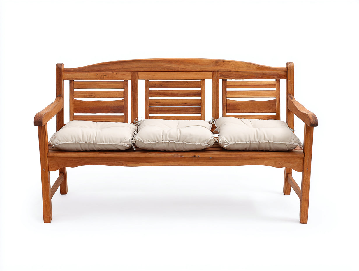 Panche da giardino-Legno-Tessuto-155x62x92 cm-legno miele-beige-Classico