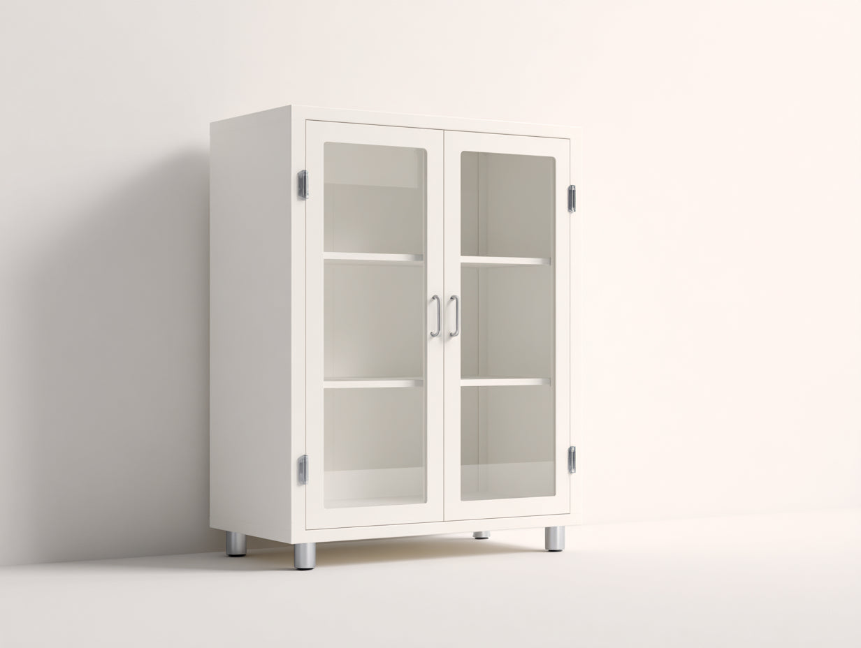 Vetrina-MDF-vetro-100x40x160 cm-Bianco-design moderno minimalista