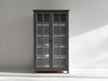 Vetrina-legno-MDF-vetro-110x40x180 cm-Grigio scuro-design classico elegante